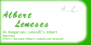 albert lencses business card